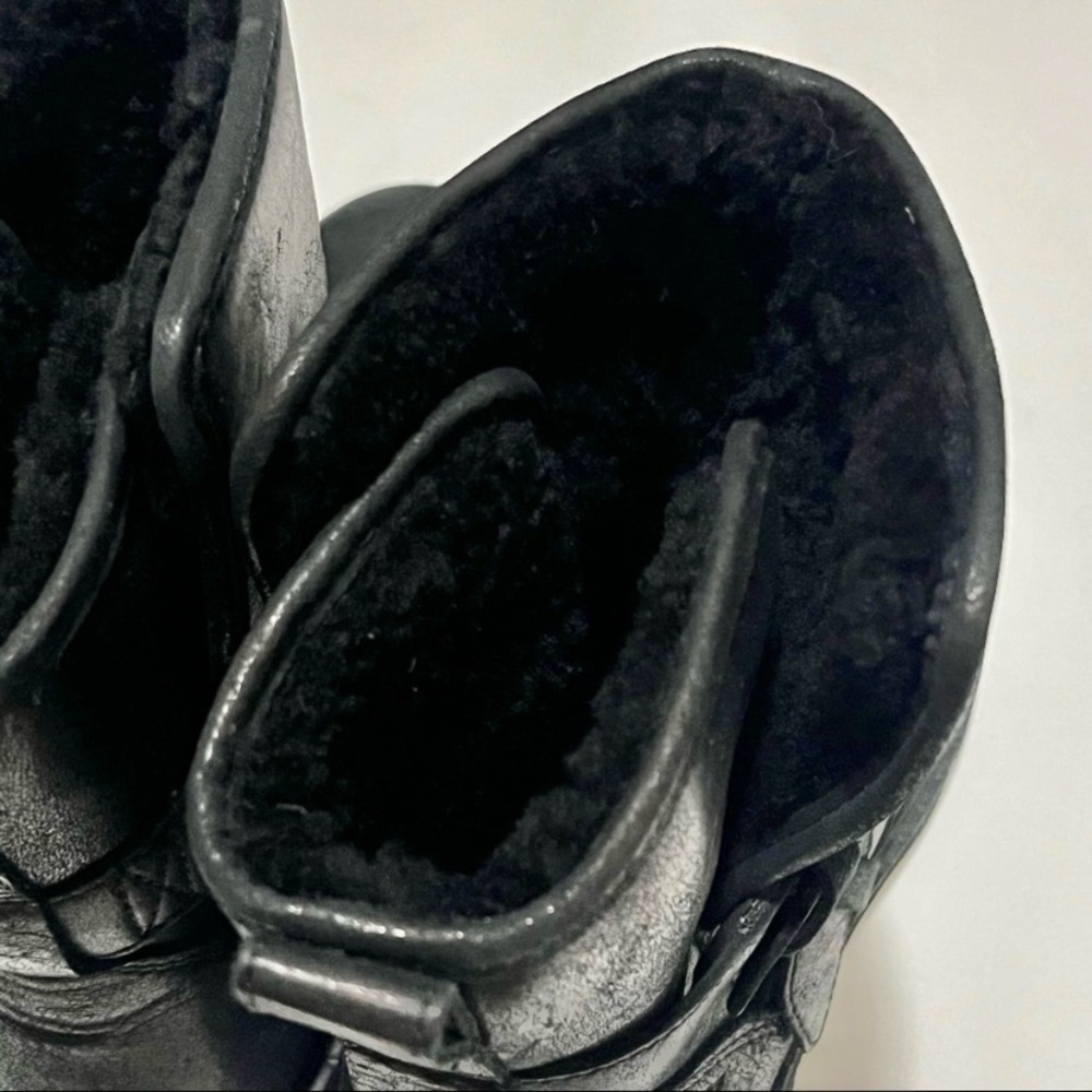 Sorel Lennox Waterproof Combat Moto Boots Cozy Shearling Fur Lined Size 9 Black - Picture 12 of 16